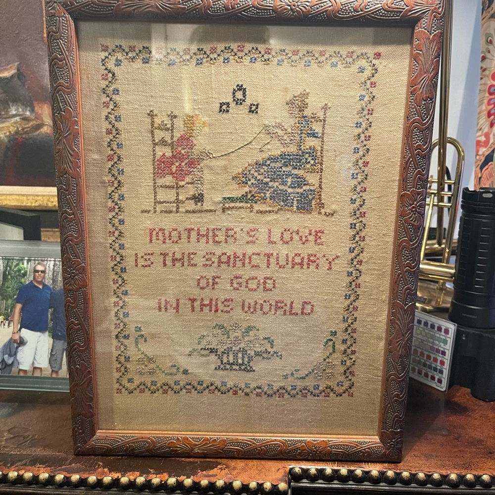 Vintage late 1800 early 1900 Sampler aged